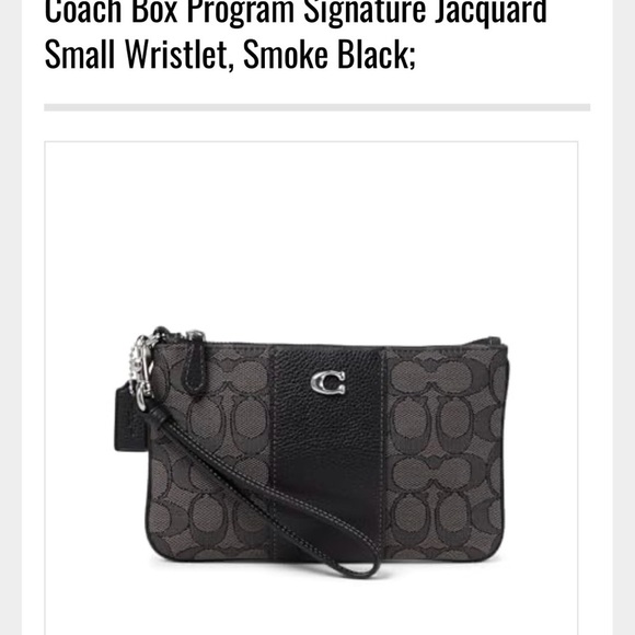 Coach Signature Jacquard Small Wristlet in Smoke BlackNew in Box - Picture 1 of 8